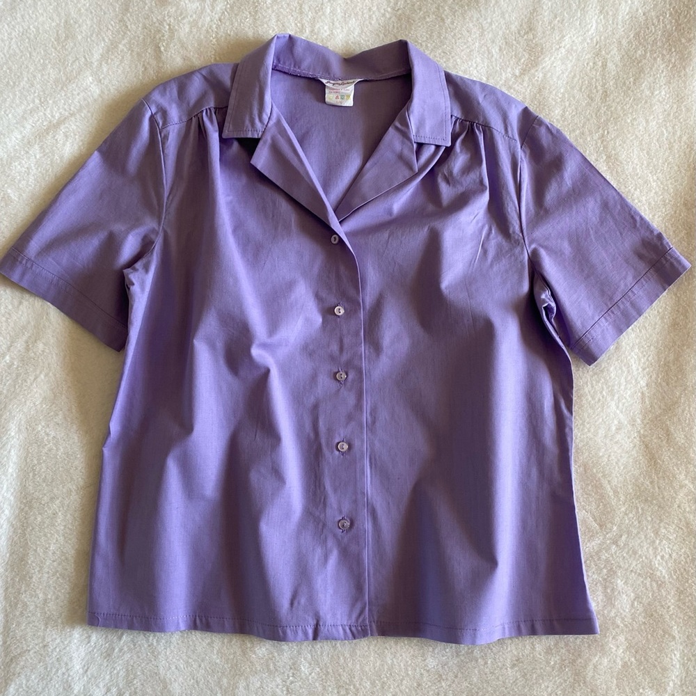 Vintage boxy fit purple 100% cotton blouse | Spring | Summer | large